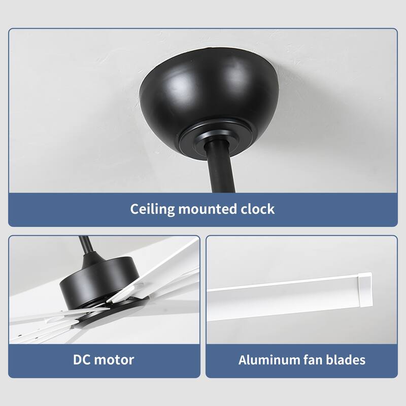 Modern Large Ceiling Fan Light with Lighting and 6 Speed Adjustment, 8 Dual Layer Blades for Bedroom and Living Room