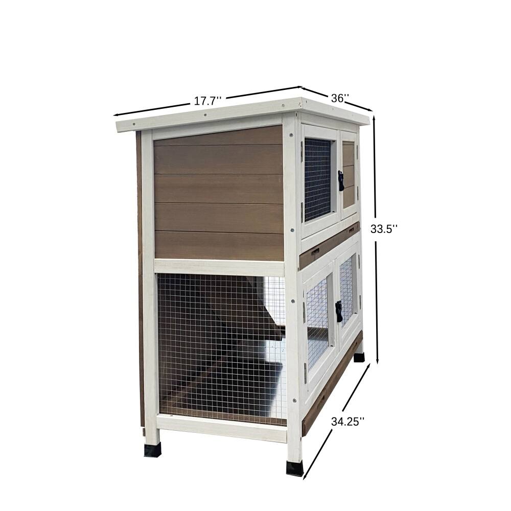 Double Tire Small Animal Cage Hutch with Climbing Ladder and Tray Bed