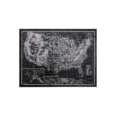 Explorer USA Map Noir (27 x 36) Canvas Art Print