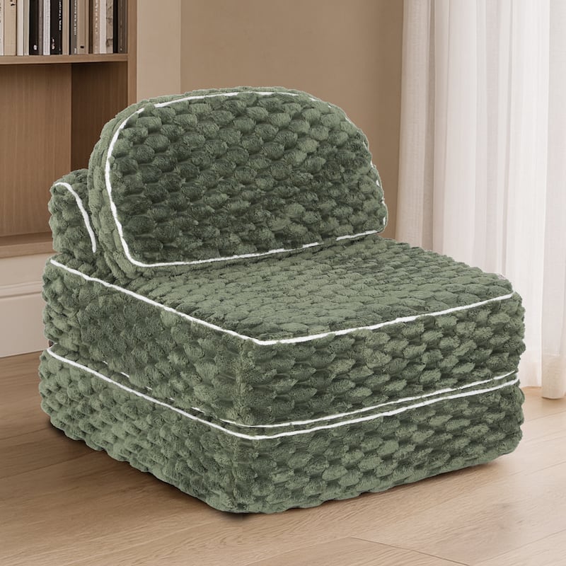 3-in-1 Convertible Sofa Bed Soft Fuzzy Fabric