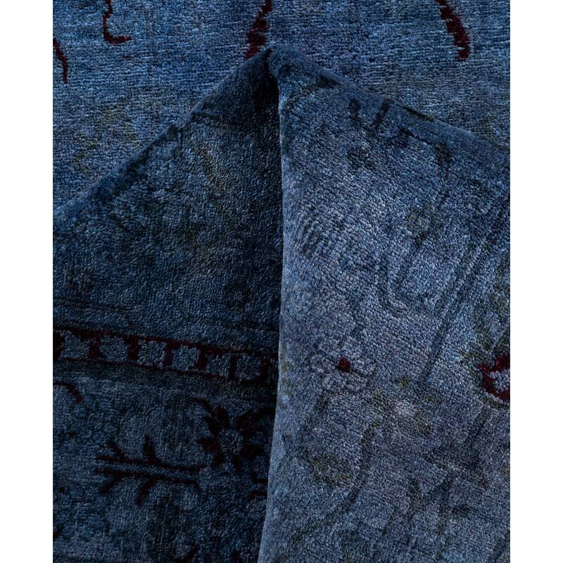 Overdyed One-of-a-Kind Hand-Knotted Runner Rug - Blue - 4' 1" x 12' 7"