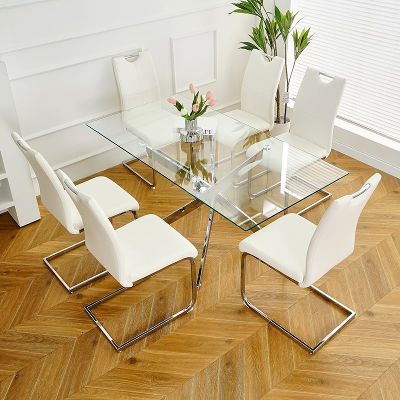 6PCS Dining Chairs with Faux Leather Padded Seat,Chairs Upholstered Chair with Metal Legs