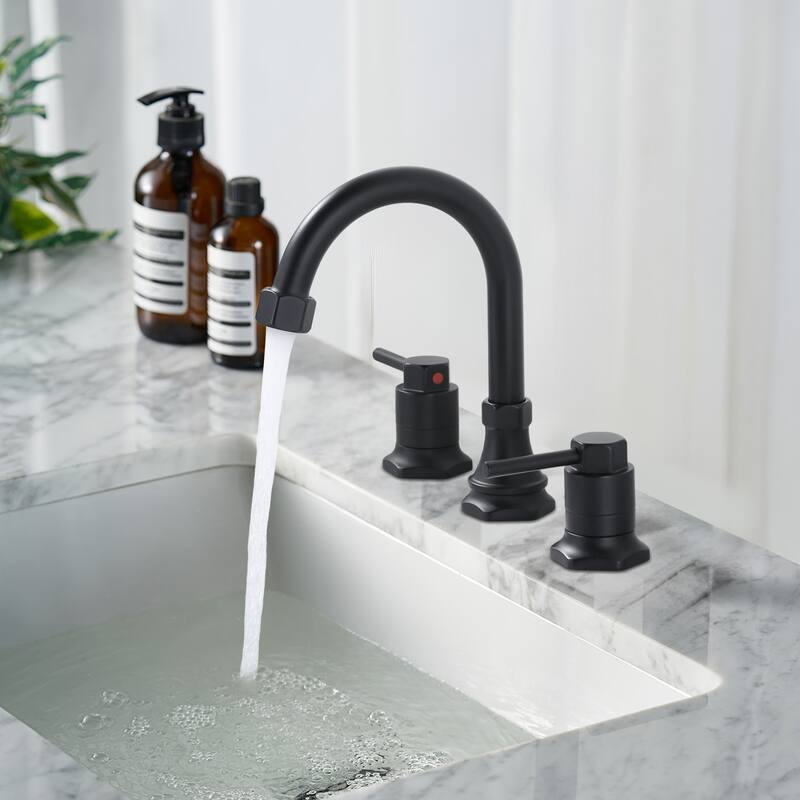 WOWOW Hex 8 in. Widespread Double Handle Bathroom Faucet