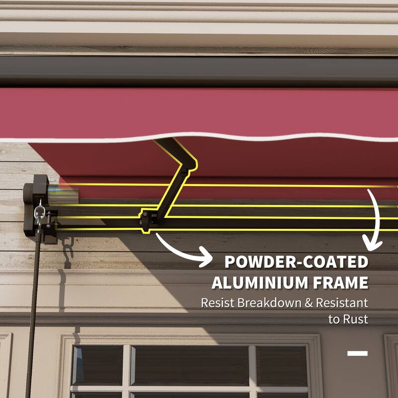 10' x 8' Retractable Awning, Sunshade Shelter w/Manual Crank Handle, UV & Water-Resistant Fabric and Aluminum Frame