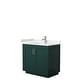 preview thumbnail 62 of 168, Miranda Single Vanity Set, Cultured Marble Top, No Mirror 36-Inch Single - Green, Nickel Trim, Carrara Cultured Marble Top