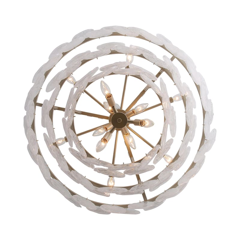 Yep by Golden Lighting Cascada 13-light Pendant in Aegean Silver and Cirrus Cloud Glass