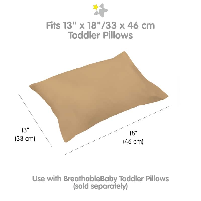 BreathableBaby Cotton Percale Pillowcase, For 13" x 18"/33 x 46 cm Toddler Pillow, Solids (2-Pack)