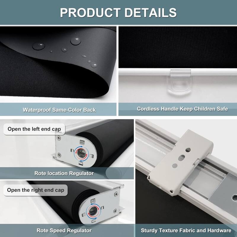 Cordless Roller Shades Blackout Blinds for Darkening Rolled Up Shades - 72"L x 34"W