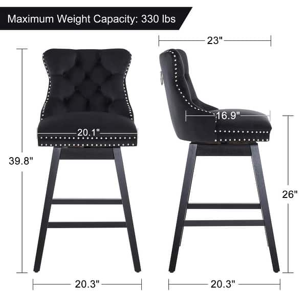 Swivel Counter Height Bar Stools with Backs, Upholstered Dining Room and Kitchen Bar Stools Set of 4 with Wood Legs