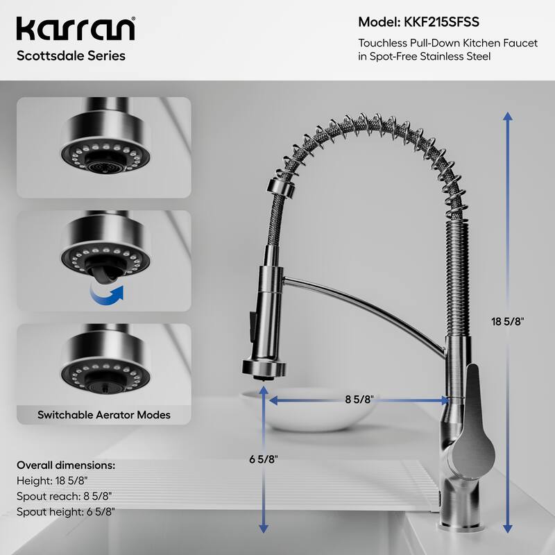 Karran Scottsdale Single-Handle Pull-Down Sprayer Touchless Kitchen Faucet