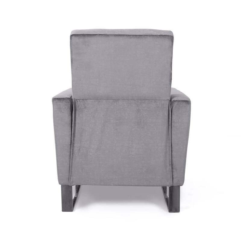 Modern Velvet Upholstered Push-Back Recliner with Footrest and Stainless Steel Legs