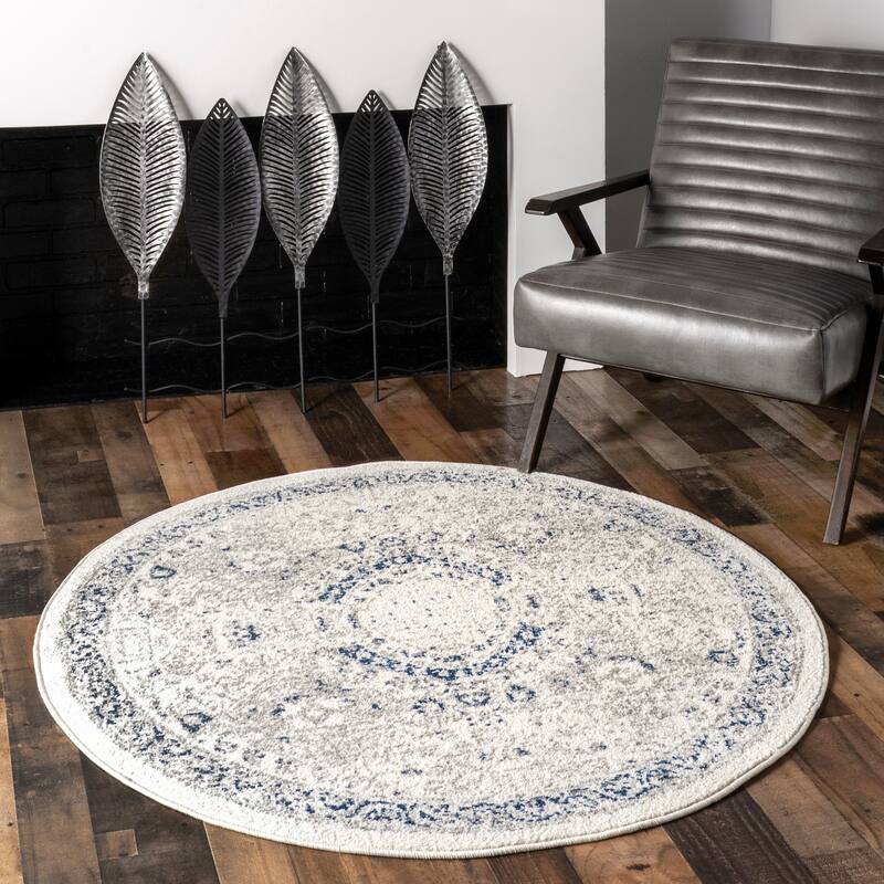 Nuloom Minta Vintage Transitional Area Rug - 4' Round - Blue