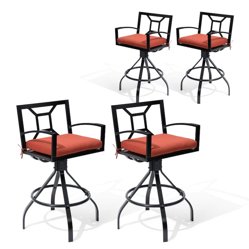 Outdoor Patio Barstool Swivel Aluminum Bar Stools with Sunbrella Fabric Cushion