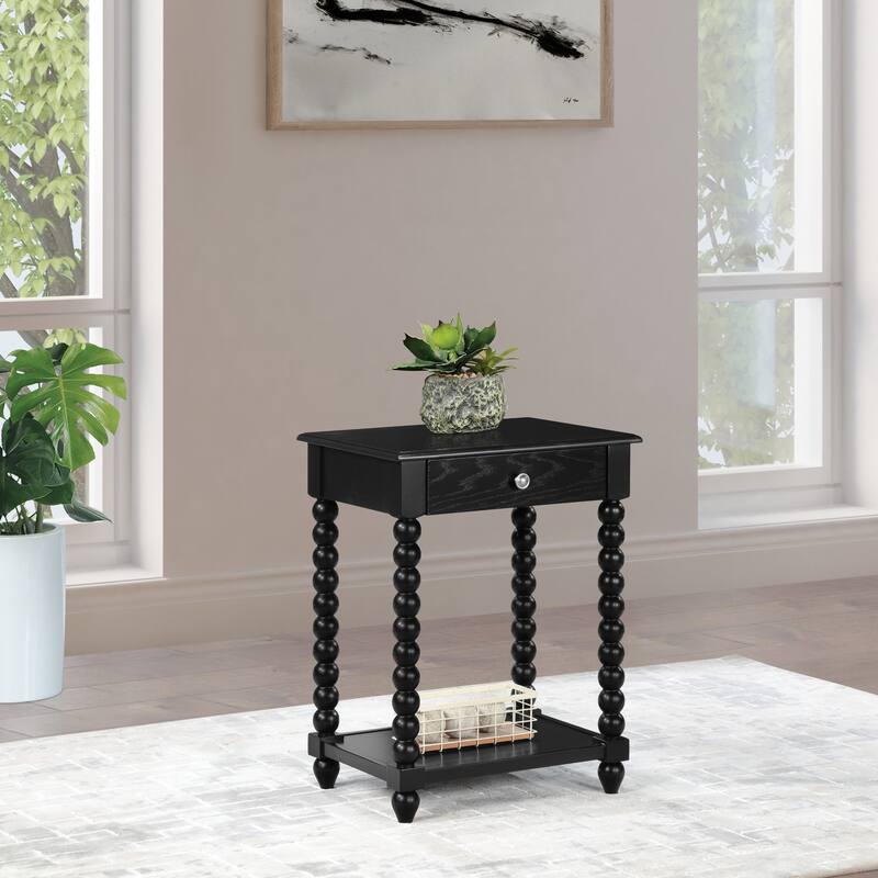 Elise Side Table in Black Finish - Black - MDF