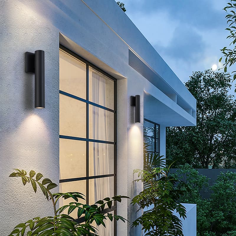 12.4" Outdoor Linear Integrated LED Wall Sconce - H12.4" x W3.4" x D4.5"