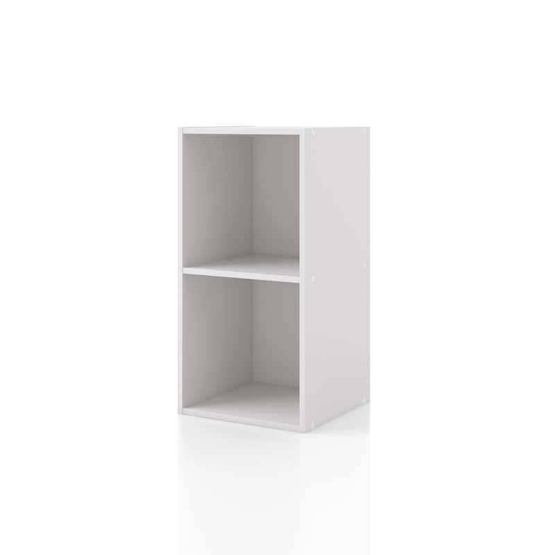 DH BASIC Modern Wood Customizable Stackable Storage Organizer - Cube Shelves, Drawer Cabinet, Bookcase with Doors by Denhour - 2-Cube - White