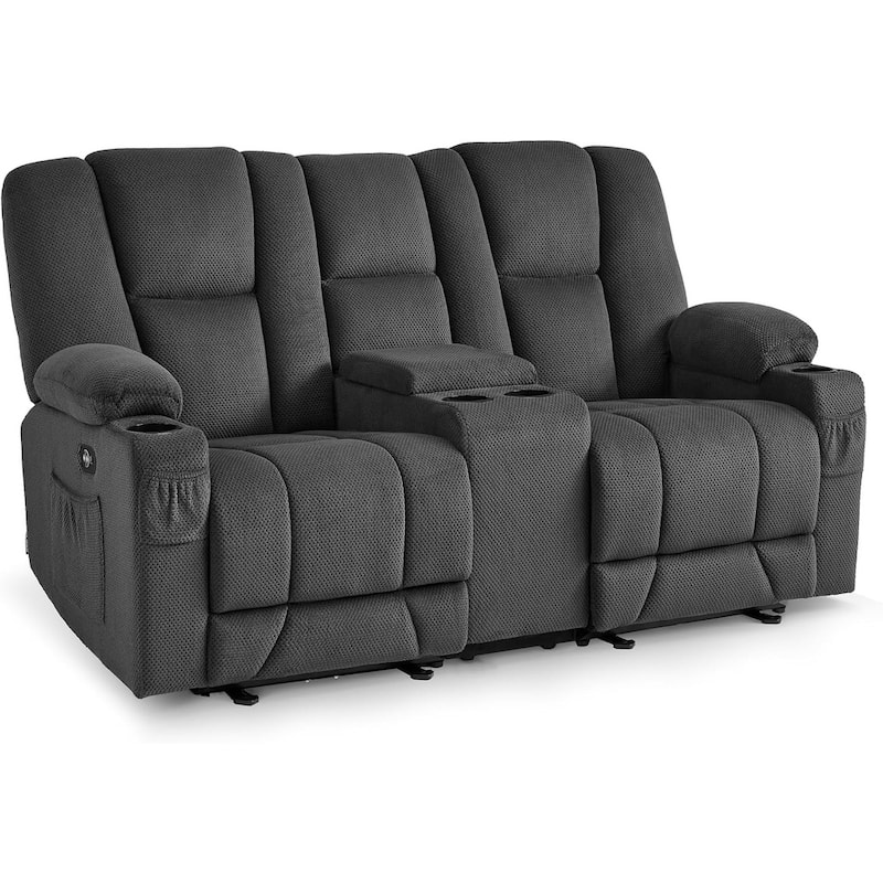 MCombo Electric Power Reclining Sofa with Massage and Lumbar Heat, Fabric 6015/6025/6035/6045