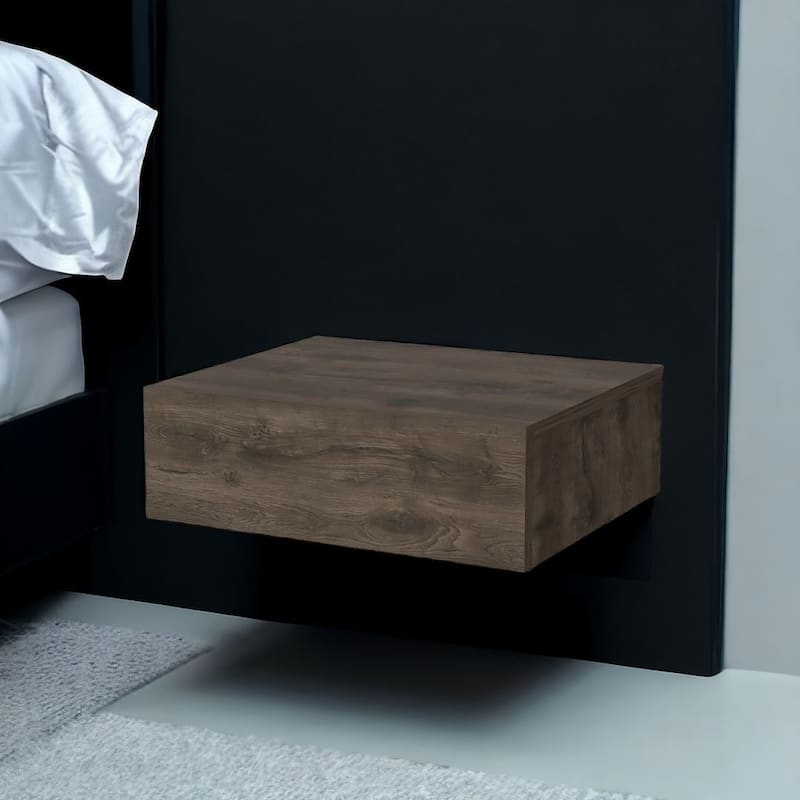 HomeRoots 5" Brown One Drawer Faux Wood Floating Nightstand - Brown