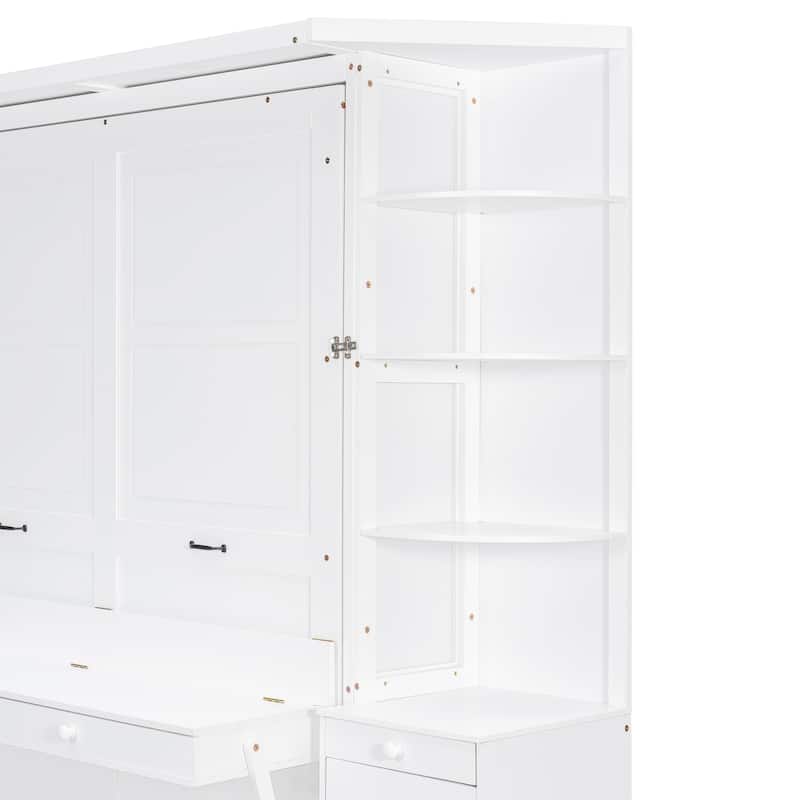 Queen Murphy Bed Wall Bed with Integrated Desk Cabinets Shelves