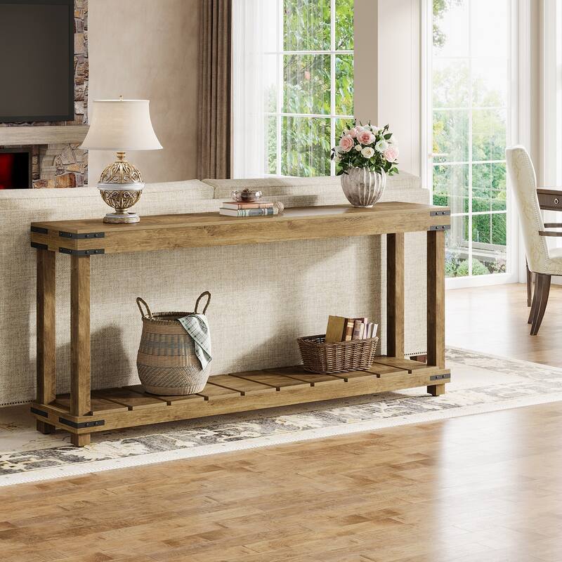 70.9-Inch 2-Tier Extra Long Console Sofa Table for Entryway