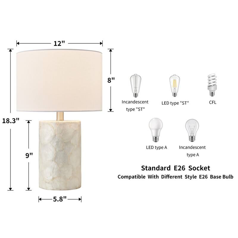 KAWOTI 18'' Resin Table Lamp With Seashell wrapped Finish - W12" * H18"