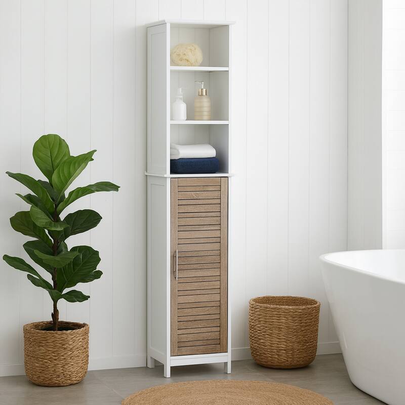 Stockholm Tall Bathroom Storage Cabinet Slim Linen Tower - 13 7/8"L x 10.4"W x 68"H