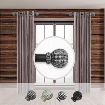 1 Inch Side Curtain Rod Set of 2 - Steel Rods with Resin Finials - Elegant Window Hardware - 20