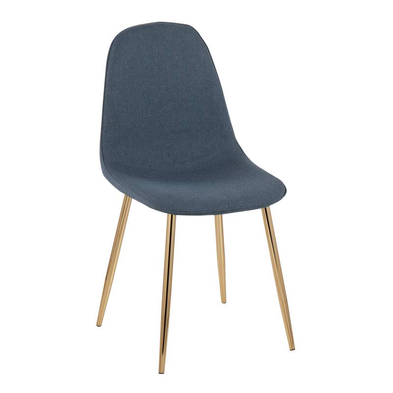 Silver Orchid Stone Gold Dining Chair - Set of 2 - Blue Fabric