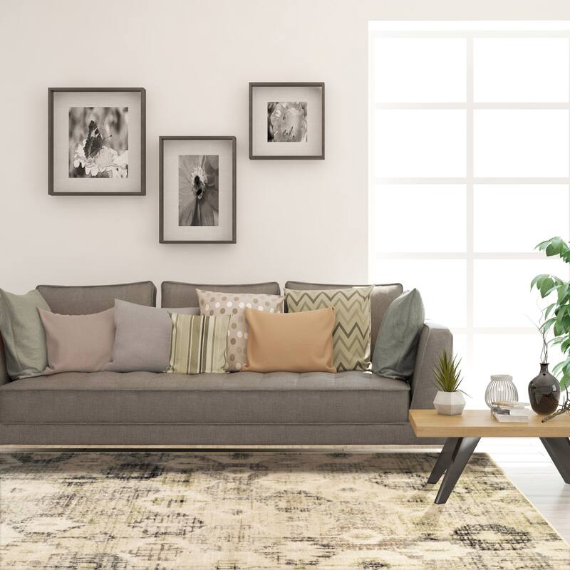 Superior Modern Distressed Diamonds Polypropylene Indoor Area Rug