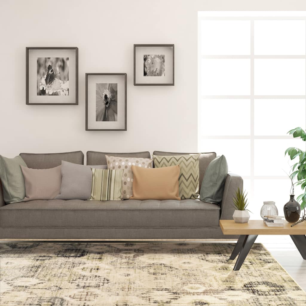 Superior Modern Distressed Diamonds Polypropylene Indoor Area Rug
