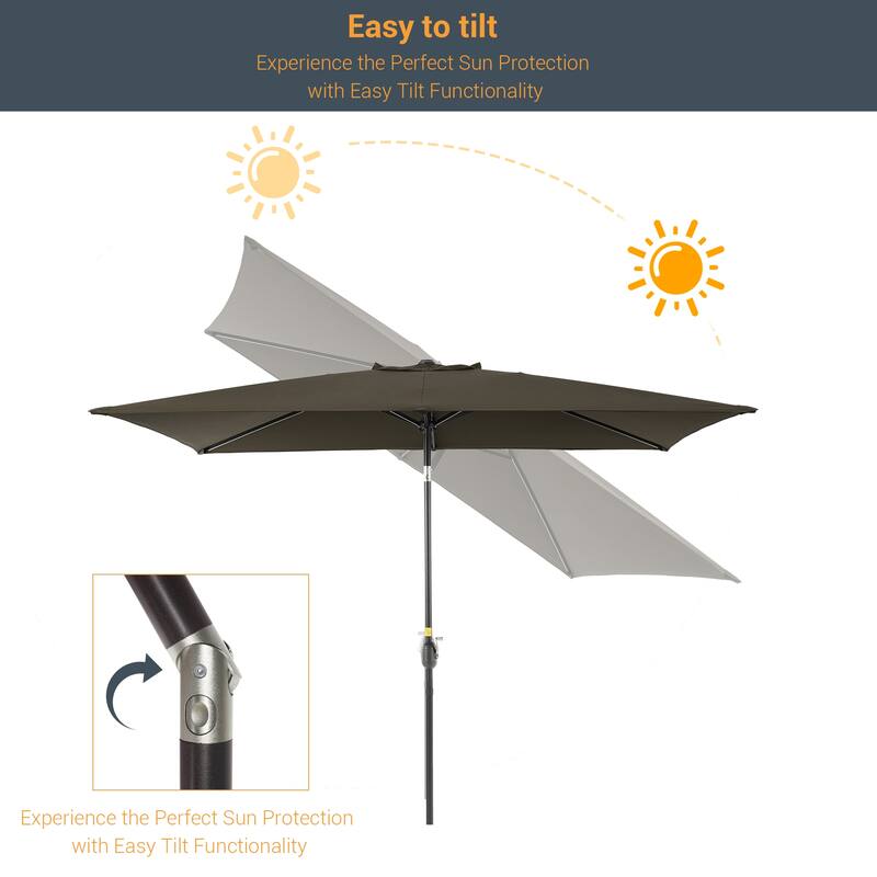 LIVOOSUN 6x9Ft Patio Market Umbrella Weather-Resistant Table Umbrella