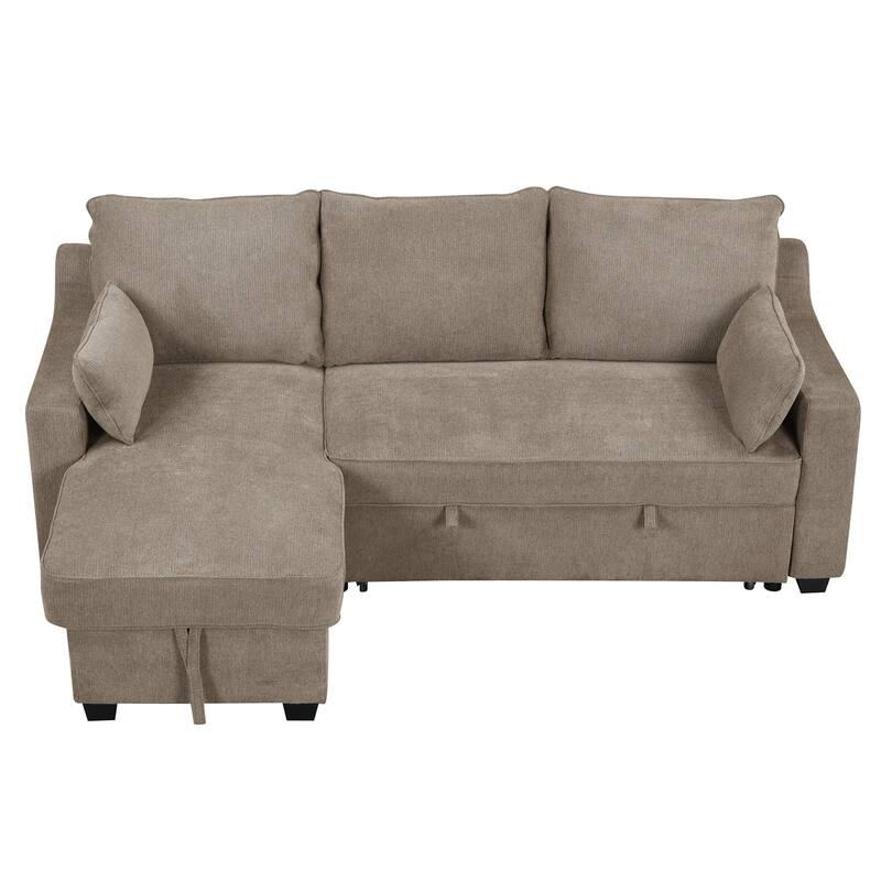 Pull Out Convertible Sleeper Sofa Bed L-Shaped Couch with Storage, USB