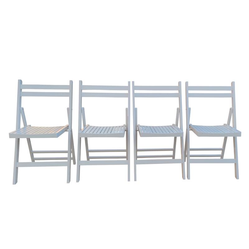 4 Piece Wooden Outdoor Foldable Chair Set, Waterproof, Anti-uv for Patios, Balconies & Gardens