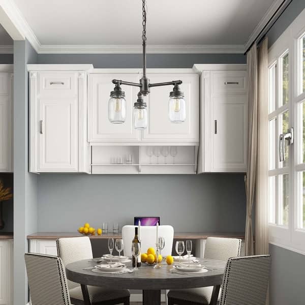 Farmhouse Industrial 3-light Mason Jar Glass Chandeliers ...