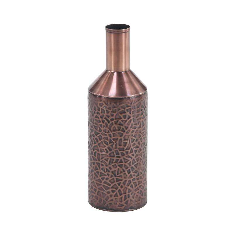 Brass Metal Rustic Vase Set of 3 12" x 4" x 4"