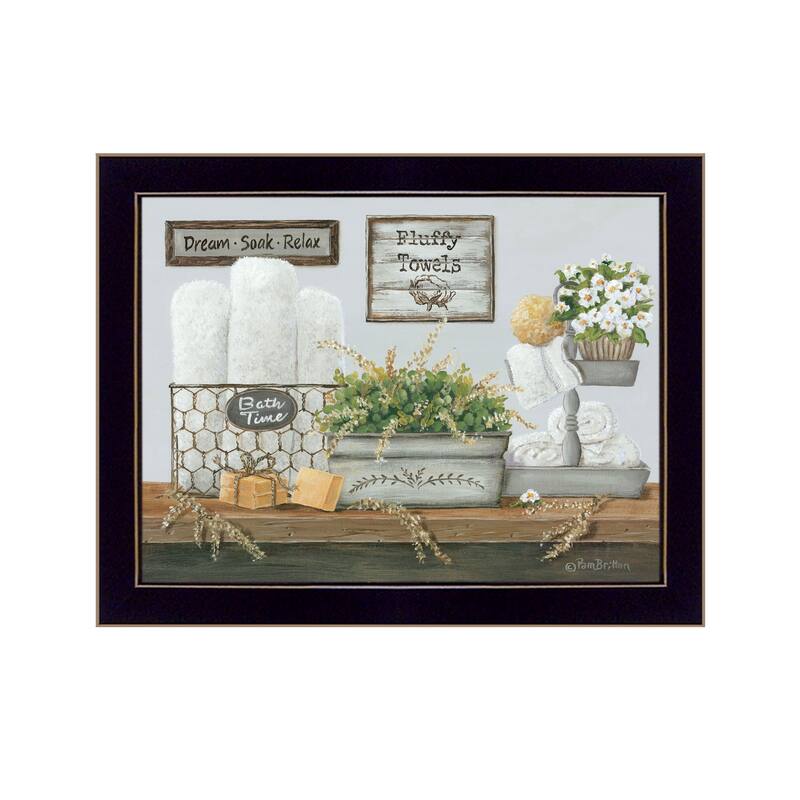 TrendyDecor4U Contemporary "Fluffy Towels" Framed Print Wall Art - Black