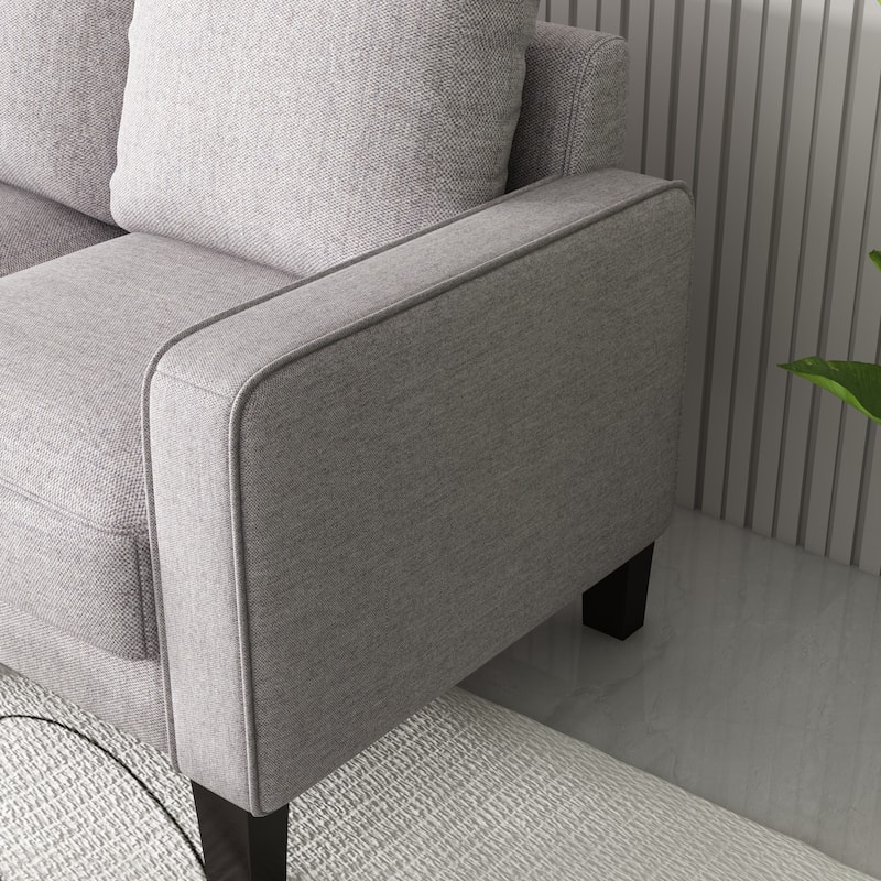 Small Fabric Upholstered 2 Seat Sofa with Solid Wood Leg and Ultra Thick Cushion