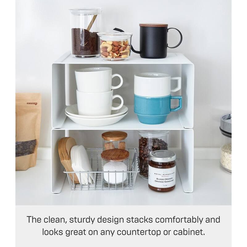 Yamazaki Home Stackable Countertop Shelf - Two Sizes, Steel, Large, Stack up to two, Holds 11 lbs