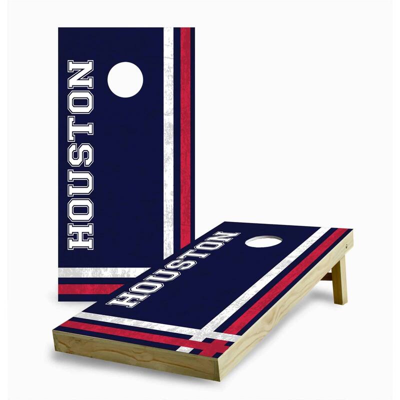 Houston Texans Multi Stripe Cornhole Game (Choose Wraps or Boards) - 2x4 Boards (24" x 48") - Include Case + Edge Lights