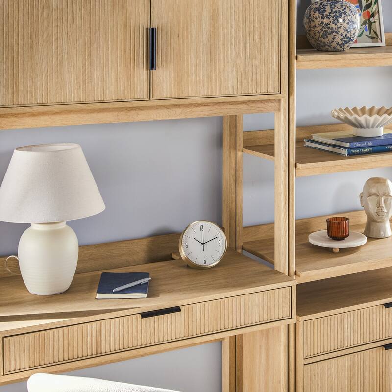 Walker Edison Hutch Desk with 2 Wide Bookcases