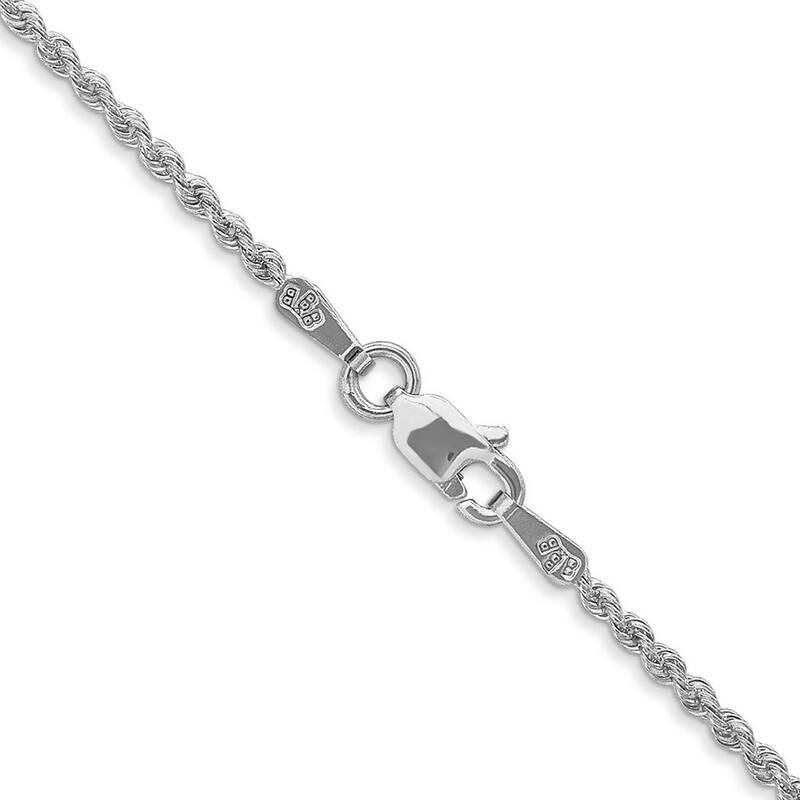 Curata 14k White Gold Solid 1.75mm Regular Rope Necklace Options: 16 18 20 22 24