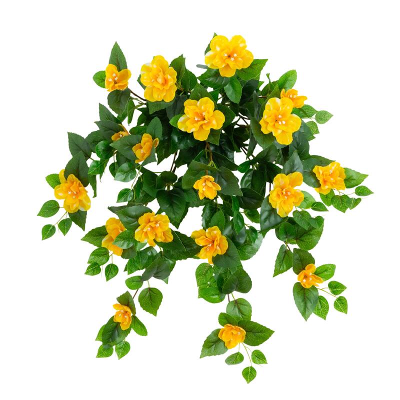 24-in UV Resistant Artificial Azalea Hanging Plant - Set of 3