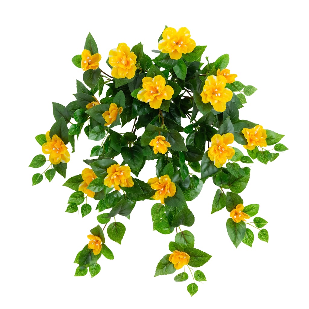 24-in UV Resistant Artificial Azalea Hanging Plant - Set of 3