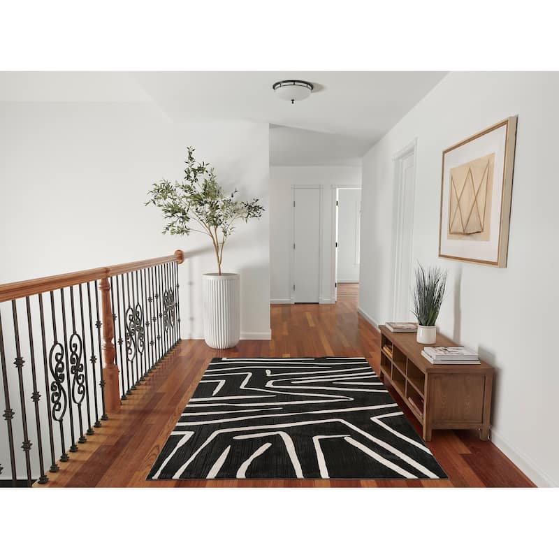 Momeni Noho Modern Black Geometric Area Rug