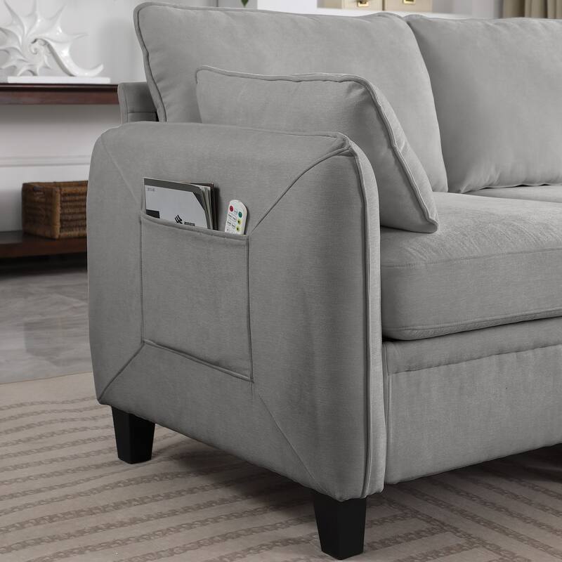 109.4" Chenille Sectional Sofa with Two Ottomans