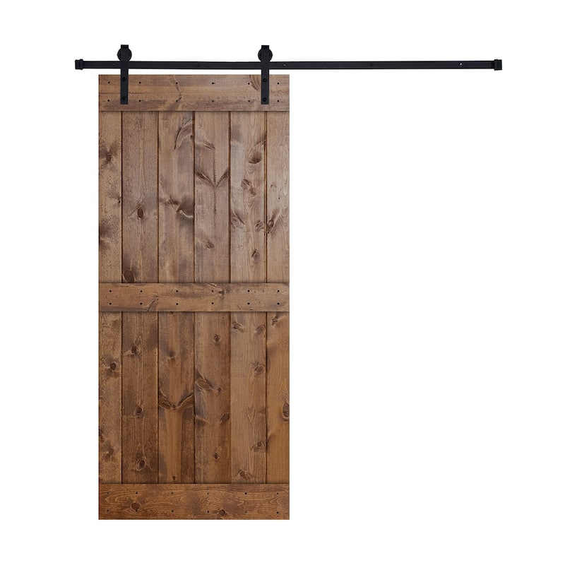 K1 Series Paneled Wood Barn Door with Installation Hardware Kit