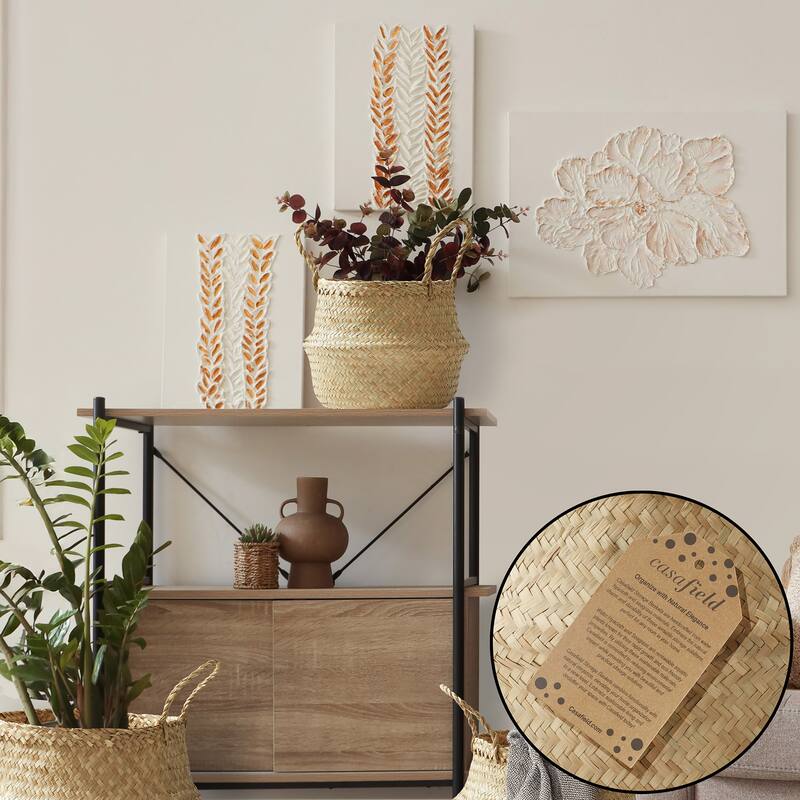Seagrass Belly Basket Planters Woven Storage Bin Plant Pot Covers