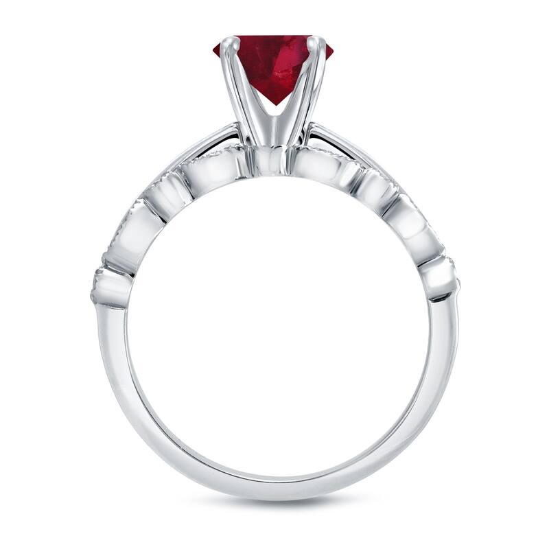 Auriya 14k Gold 1/3ctw Vintage Solitaire Ruby Engagement Ring Set 1/6ctw