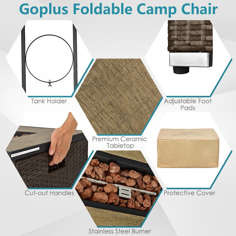 Costway 7 Pieces Outdoor Furniture Set with 32" Fire Pit Table and - See Details