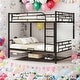 preview thumbnail 1 of 7, Full over Full Metal Bunk Bed with Shelf and Guardrails for Home Black
